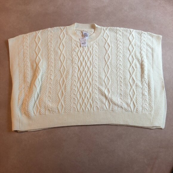 J. Crew Factory Cable-Knit Poncho Sweater • One Size • NWT • BW669 • White - Picture 2 of 8
